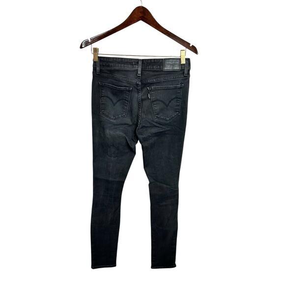 Levi's 711 Skinny Black Distressed Torn Jeans Sz 28 Midrise Stretch 30" Inseam - Picture 6 of 7